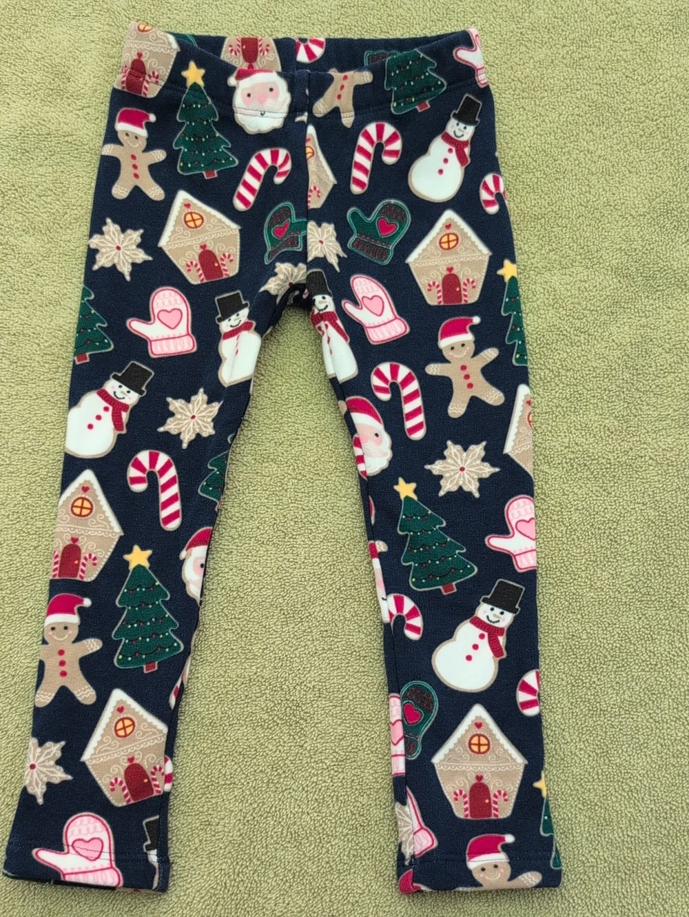 Gymboree Navy Holiday Print Leggings with Festive Multi-Color Icons